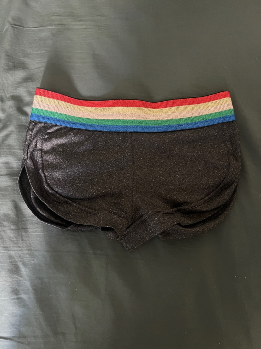 Black Sparkle Women's Shorts with Rainbow Waistband